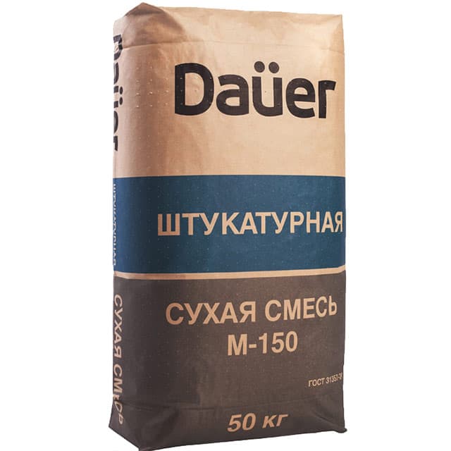 Штукатурка цементная Dauer смесь М 150 серый 50кг - купить по цене от 382  рублей за упаковку в Москве